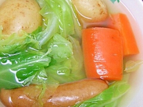 簡単！あっさり野菜スープ＊春キャベツとウインナ
